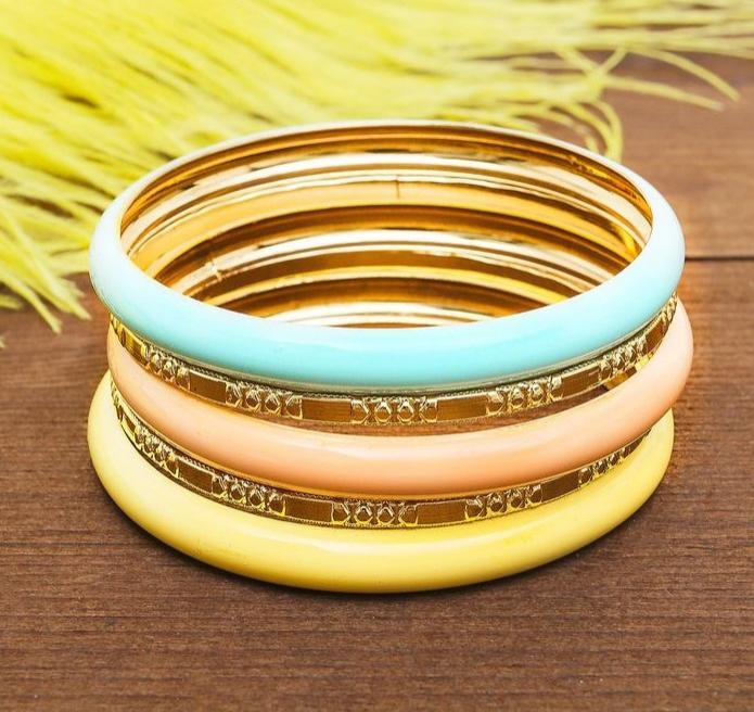 картинка Браслет-кольца 5 колец "Яркий день", цветной в золоте от интернет-магазина товаров для женщин и детей Odewashka.by